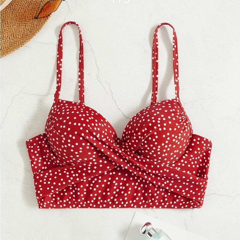 Polka Dot Print Push Up Tankini Top M